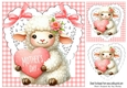 Gingham & Lace Hearts Cute Lamb With Pink Bows for MOTHERS DAY 8x8