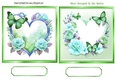 2 Pretty Green Butterfly Heart Toppers