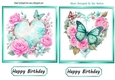 2 Pretty Turq Butterfly Heart Toppers