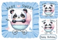 Cute & Funny Panda In A Stroller Blue 8x8 Frill Frame