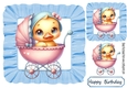 Cute & Funny Duck In A Stroller Blue 8x8 Frill Frame