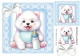 Cute Puppy With Milk Bottle & Bow, Blue lace 8x8 Frame (One)