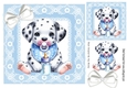 Cute Puppy With Milk Bottle & Bow, Blue lace 8x8 Frame (Three)