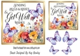 Pretty Spring Flowers GET WELL Topper With Purple Butterflies 7x7