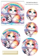Cats & Kittens Rainbow Colours Oval Pyramids (Four)