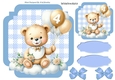 Lovely Birthday Teddy With Balloons (AGE FOUR) In Blue Gingham Frame