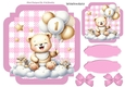 Lovely Birthday Teddy With Balloons (AGE ONE) In Pink Gingham Frame