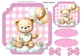 Lovely Birthday Teddy With Balloons (AGE FOUR ) In Pink Gingham Frame