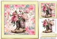 Lovely Cowgirl Boots With Petunias in Cream/Gold 8x8 Frames (Two)