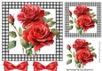 Beautiful Red Roses With Bows 7X7 Black Gingham Card (Four)