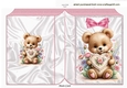 Cute Floral Teddy Bear With Heart Pink Folded Book (Three)