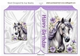 Cute Floral Horse Purple Folded Book (Four)