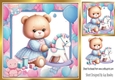 Pretty Birthday Teddy With Pink/Blue Balloons 8x8 Frame (Two)