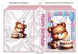 Cute Birthday Teddy With Balloons Pink Folded Book (Two)