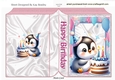 Cute Birthday Penguin With Balloons Pink Folded Book (Three)