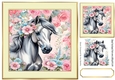 Lovely Horse With Roses/Flowers In 8x8 Cream Frame (Two)