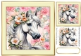 Lovely Horse With Roses/Flowers In 8x8 Cream Frame (Three)