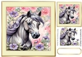 Lovely Horse With Roses Purple/Flowers In 8x8 Cream Frame (Four)