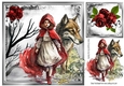 Fantasy Red Roses Eerie Woodlad With Red Riding Hood 8x8 (Three)