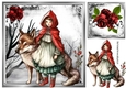 Fantasy Red Roses Eerie Woodlad With Red Riding Hood 8x8 (Four)