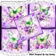 5 Pretty Purple Floral Card Fronts 8x8 With Butterflies Mini Kit