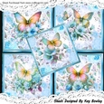 5 Pretty Blue Floral Card Fronts 8x8 With Butterflies Mini Kit