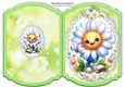 Cute Funny Face Daisy On Lace Bracket Card (Four)