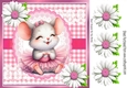 Cute Mouse With Ballet Dress In Pink With Daisies 8x8 (Two)