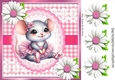 Cute Mouse With Ballet Dress In Pink With Daisies 8x8 (Three)