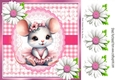Cute Mouse With Ballet Dress In Pink With Daisies 8x8 (Four)