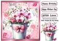 Pretty Flower Arrangement With Bow 8x8 Pink Floral Frame (Two)