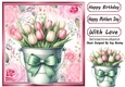 Pretty Flower Arrangement With Bow 8x8 Pink Floral Frame (Three)