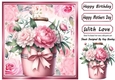 Pretty Flower Arrangement With Bow 8x8 Pink Floral Frame (Four)