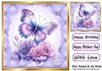 Pretty Quilt Diamond Frame With Purple Butterfly 8x8 (Two)