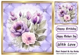 Quilt Diamond Frame With Purple/Coloured Spring Flowers 8x8 (Two)