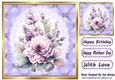Quilt Diamond Frame With Purple/Coloured Spring Flowers 8x8 (Three)
