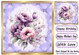 Quilt Diamond Frame With Purple/Coloured Spring Flowers 8x8 (Four)