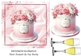 Pretty Pink Birthday Cake With Roses & Wine 7x7 (Four)