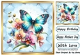 Pretty Quilt Diamond Frame With Blue Butterfly 8x8 (Three)