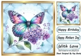 Pretty Quilt Diamond Frame With Blue Butterfly 8x8 (Four)