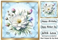 Pretty Blue Quilt Diamond Frame With Magnolias 8x8 (One)