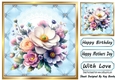 Pretty Blue Quilt Diamond Frame With Magnolias 8x8 (Two)