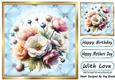 Pretty Blue Quilt Diamond Frame With Magnolias 8x8 (Three)