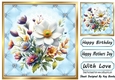 Pretty Blue Quilt Diamond Frame With Magnolias 8x8 (Four)