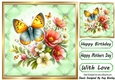 Pretty Quilt Diamond Frame With Green Spring Butterfly 8x8 (One)
