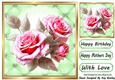 Pretty Quilt Diamond Frame Green With Pink Roses  8x8 (Four)