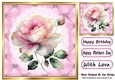 Pretty Quilt Diamond Frame With Pink Roses 8x8 (One)
