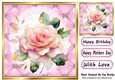 Pretty Quilt Diamond Frame With Pink Roses 8x8 (Two)