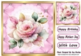 Pretty Quilt Diamond Frame With Pink Roses 8x8 (Three)