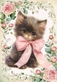 Pretty Little Kitten In Frame Of Pink Roses A4 (Three)